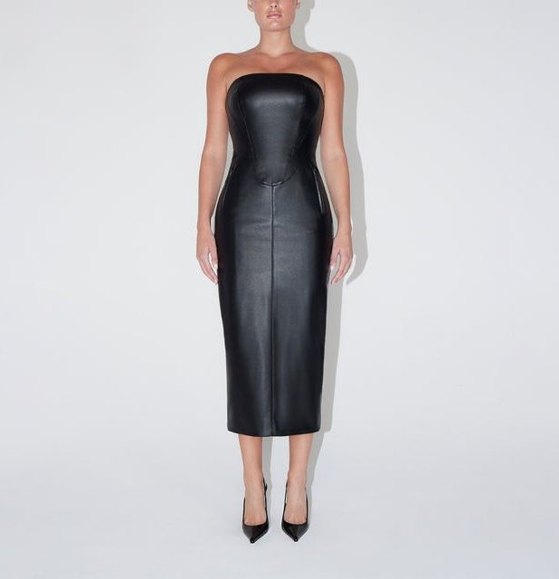 Khy Faux Leather Strapless Long Dress