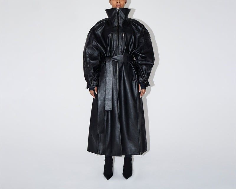 Khy Faux Leather Trench Coat