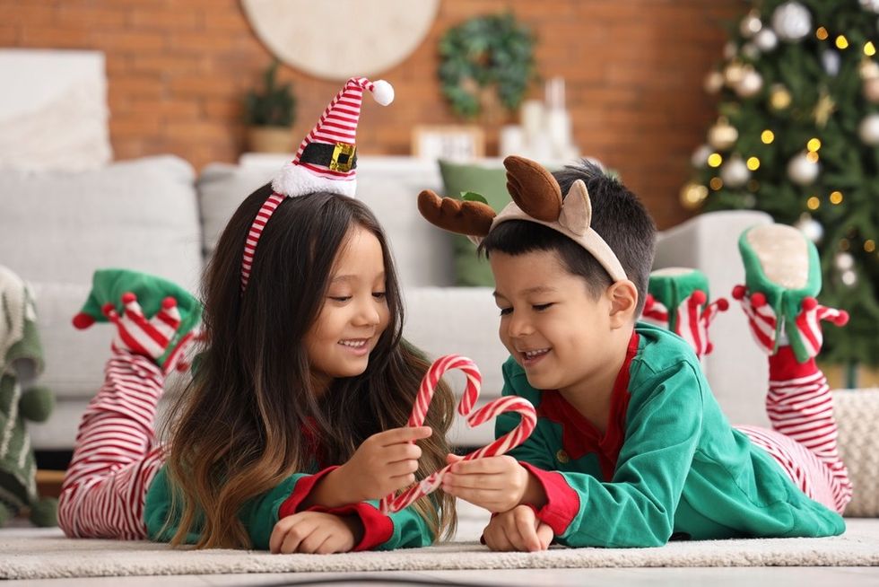 kids with candy canes