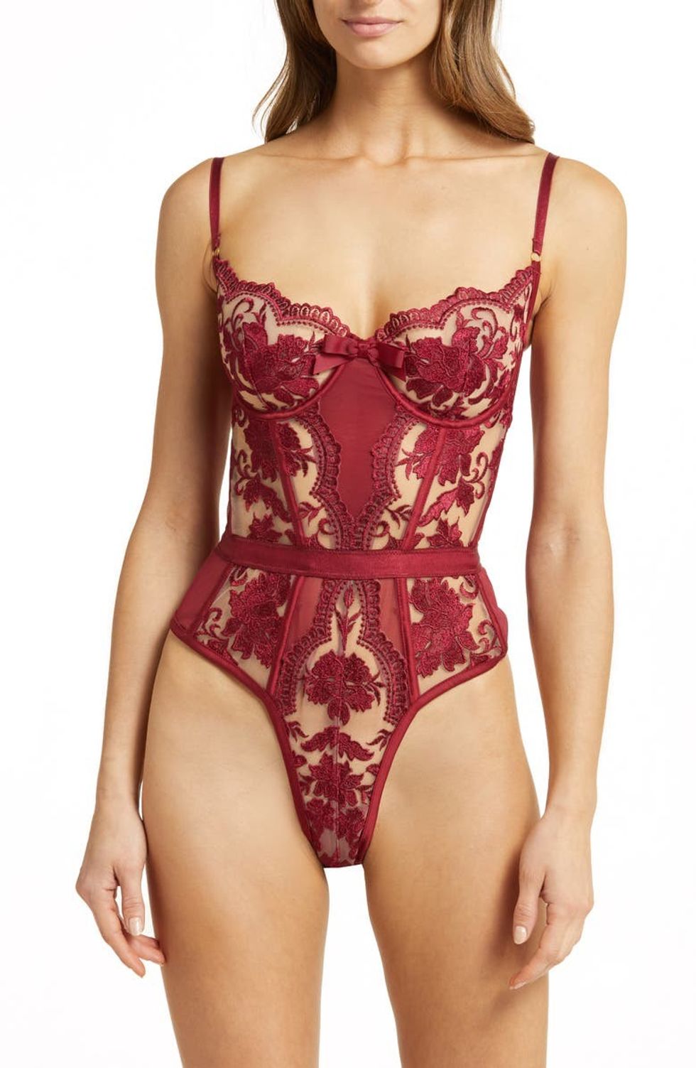 Kilo Brava Embroidered Mesh Underwire Teddy