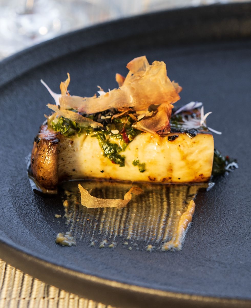 King Oyster Mushroom with Shiso Chimichurri & Miso Brown Butter Glaze