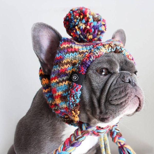 Knit Pom Pom Dog Beanie Hat