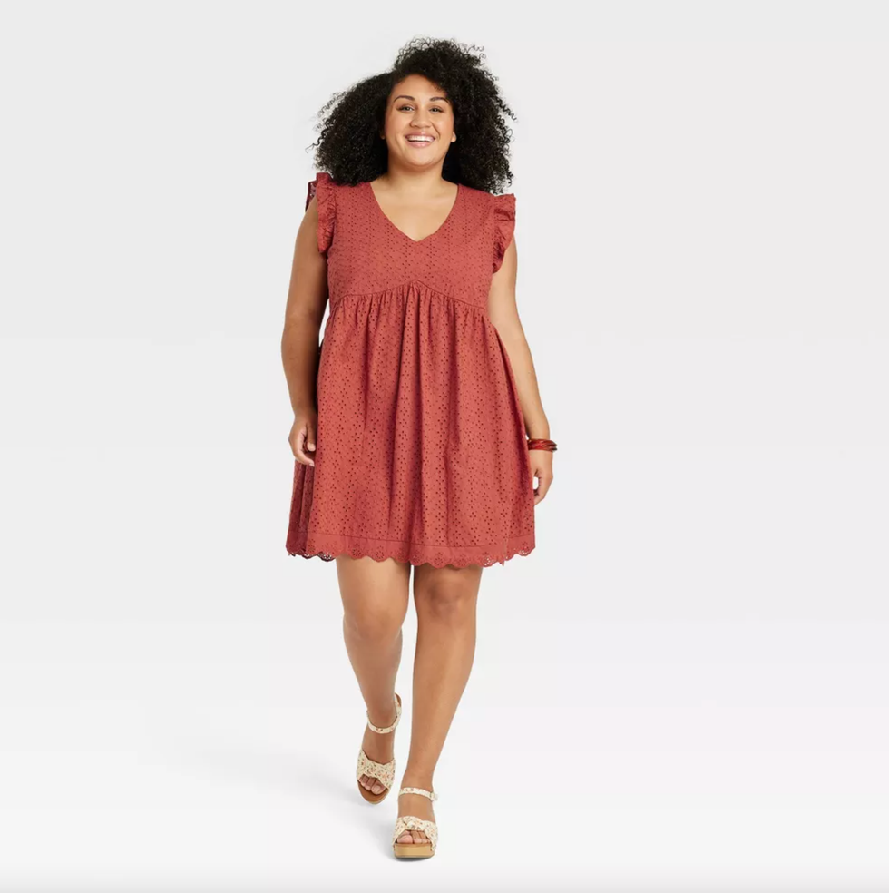 Knox Rose Ruffle Short Sleeve Eyelet A-Line Dress