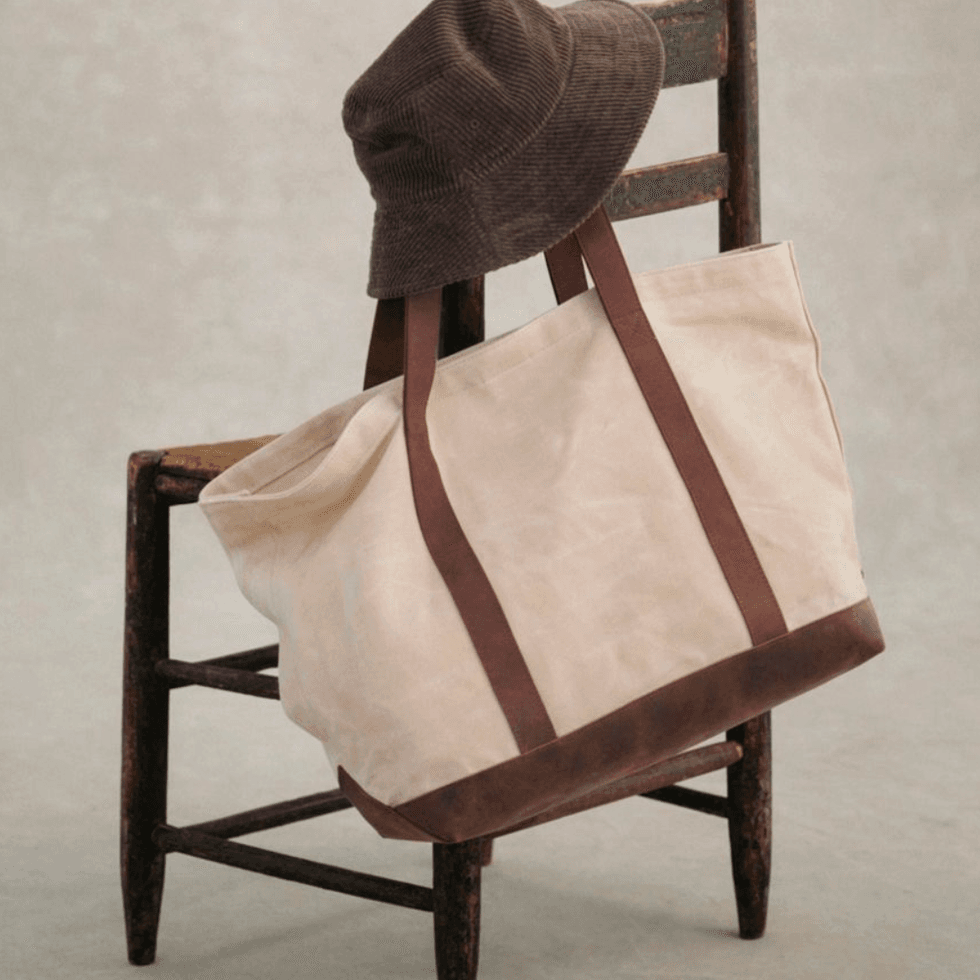 L.L. Bean Leather-Trim Waxed Canvas Tote