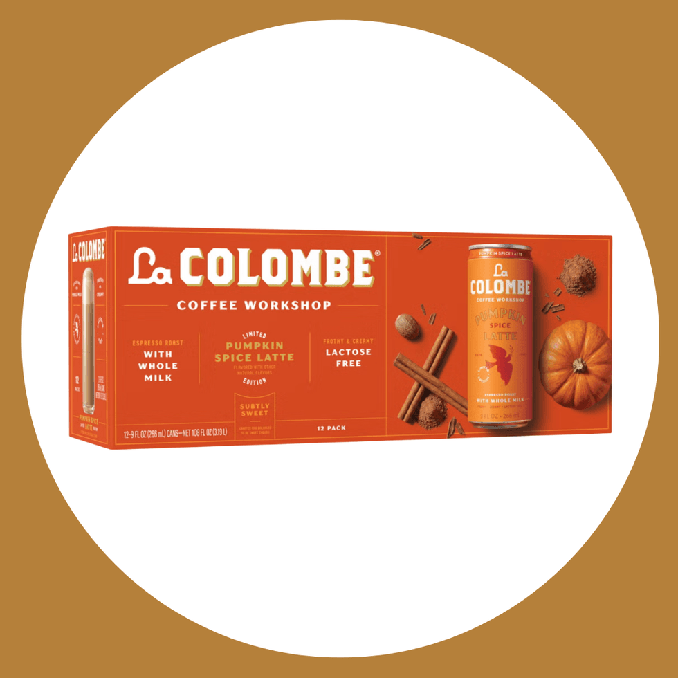 La Colombe coffee pack with Pumpkin Spice Latte design and autumnal elements.