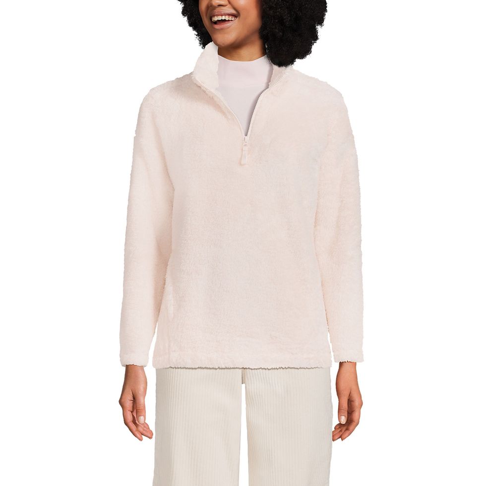 Lands\u2019 End Long Sleeve Cozy Quarter Zip Top