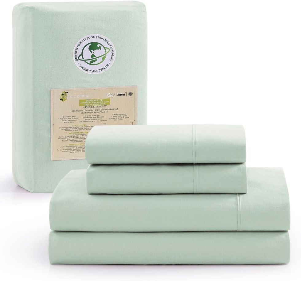 Lane Linen 100% Organic Cotton Twin Sheets Set