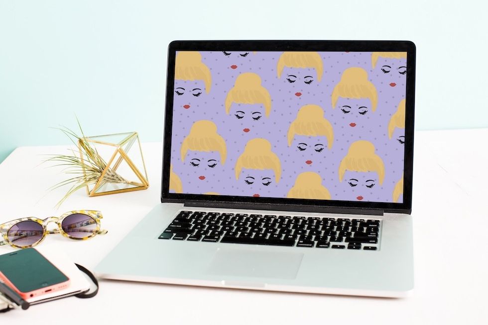 laptop with a colorful desktop background mandy teefey interview