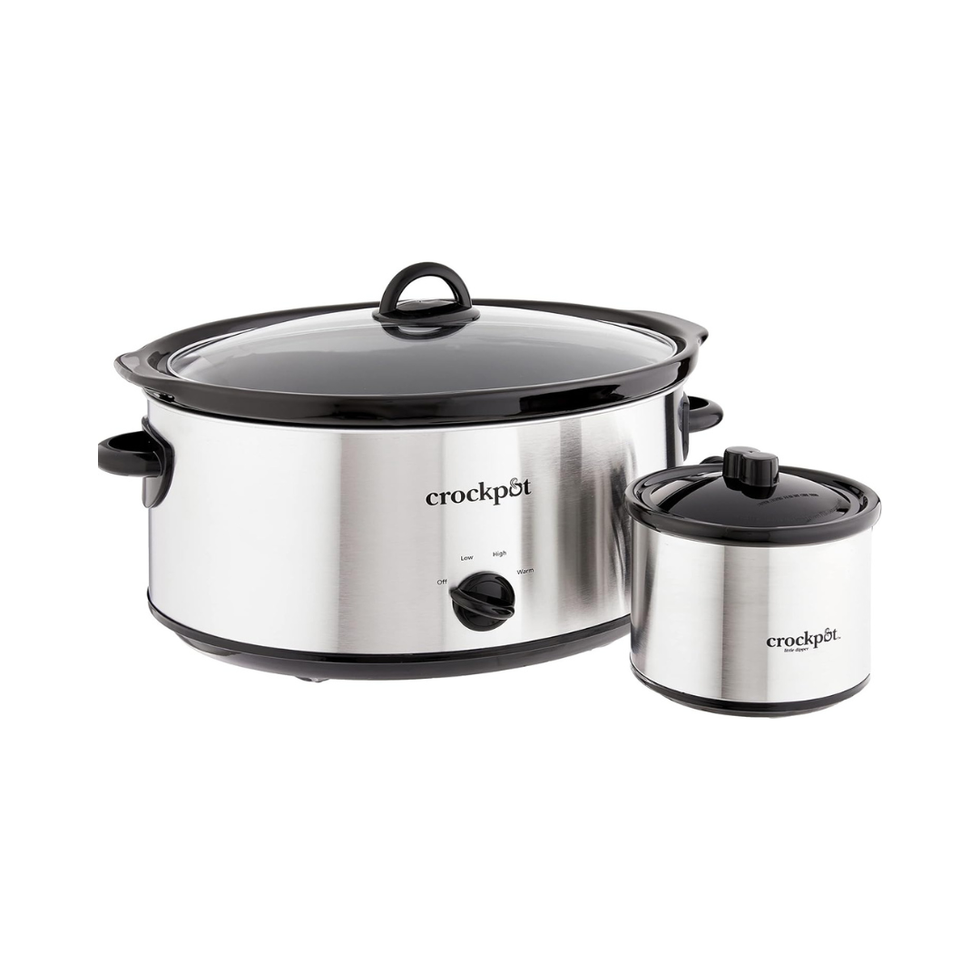 Large 8 Quart Slow Cooker Bundle with Small Mini 16 Ounce Portable Food Warmer