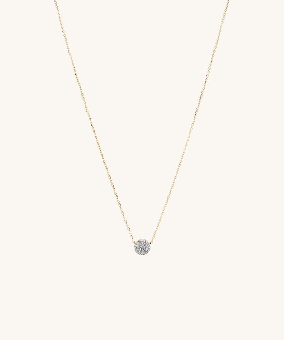 Large Pave Diamond Round Necklace