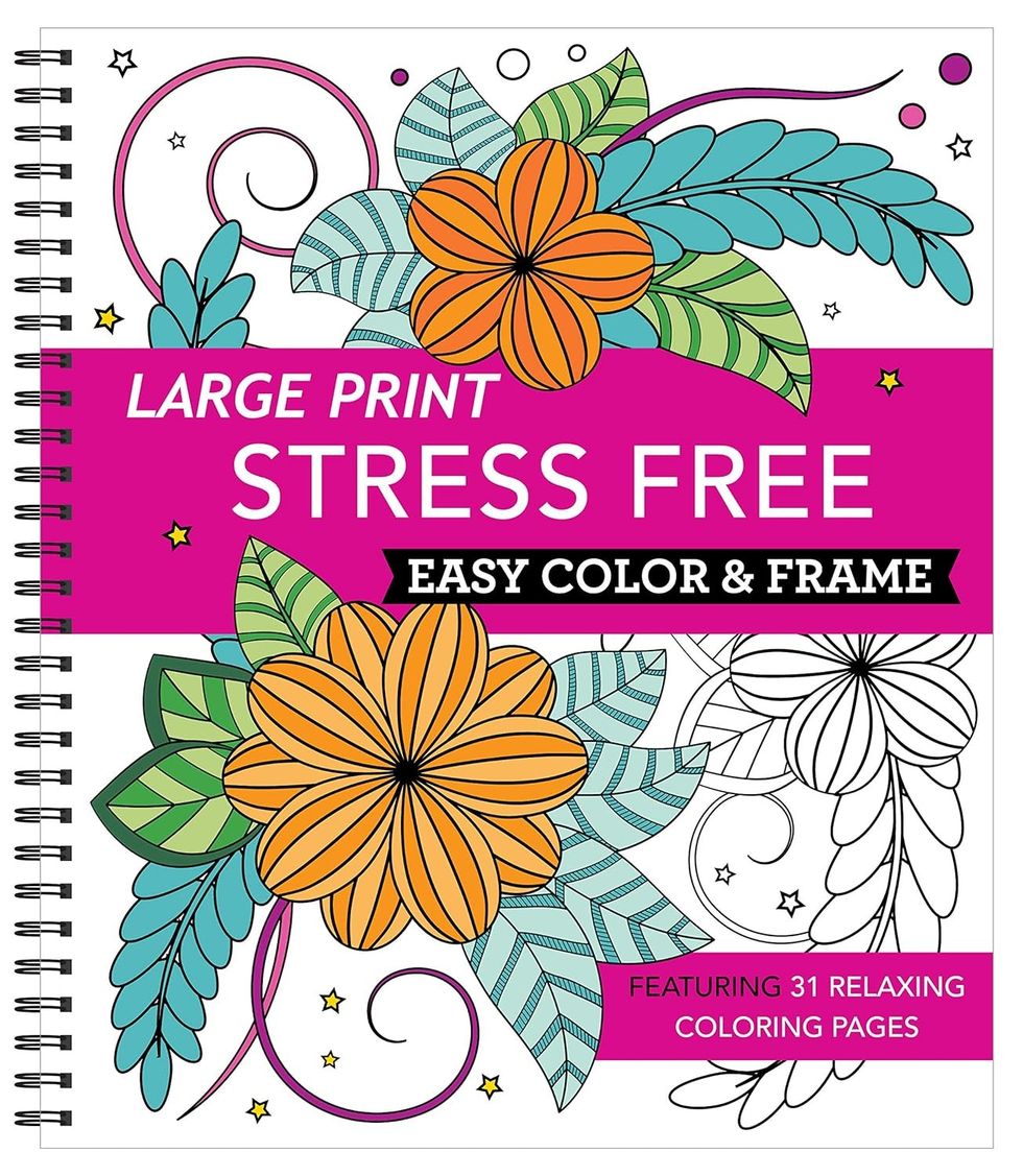 Large Print Easy Color & Frame - Stress Free Adult Coloring Book