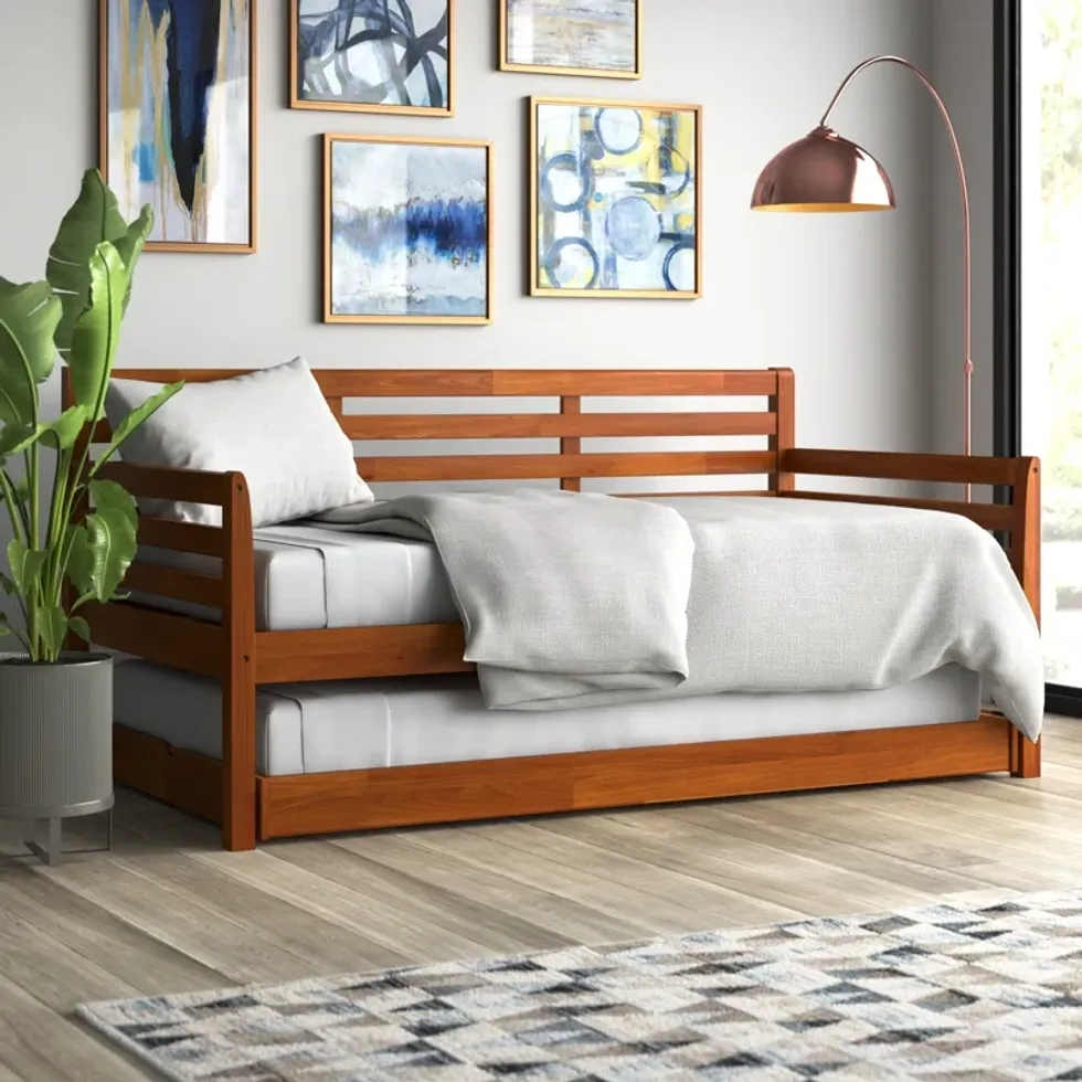 Lark Manor Alexz Wood Daybed with Pop Up Trundle Bed