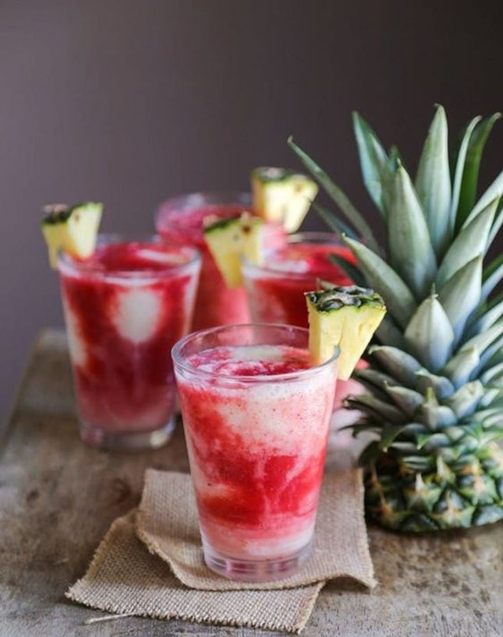 lava flow made with coconut, strawberry and rum