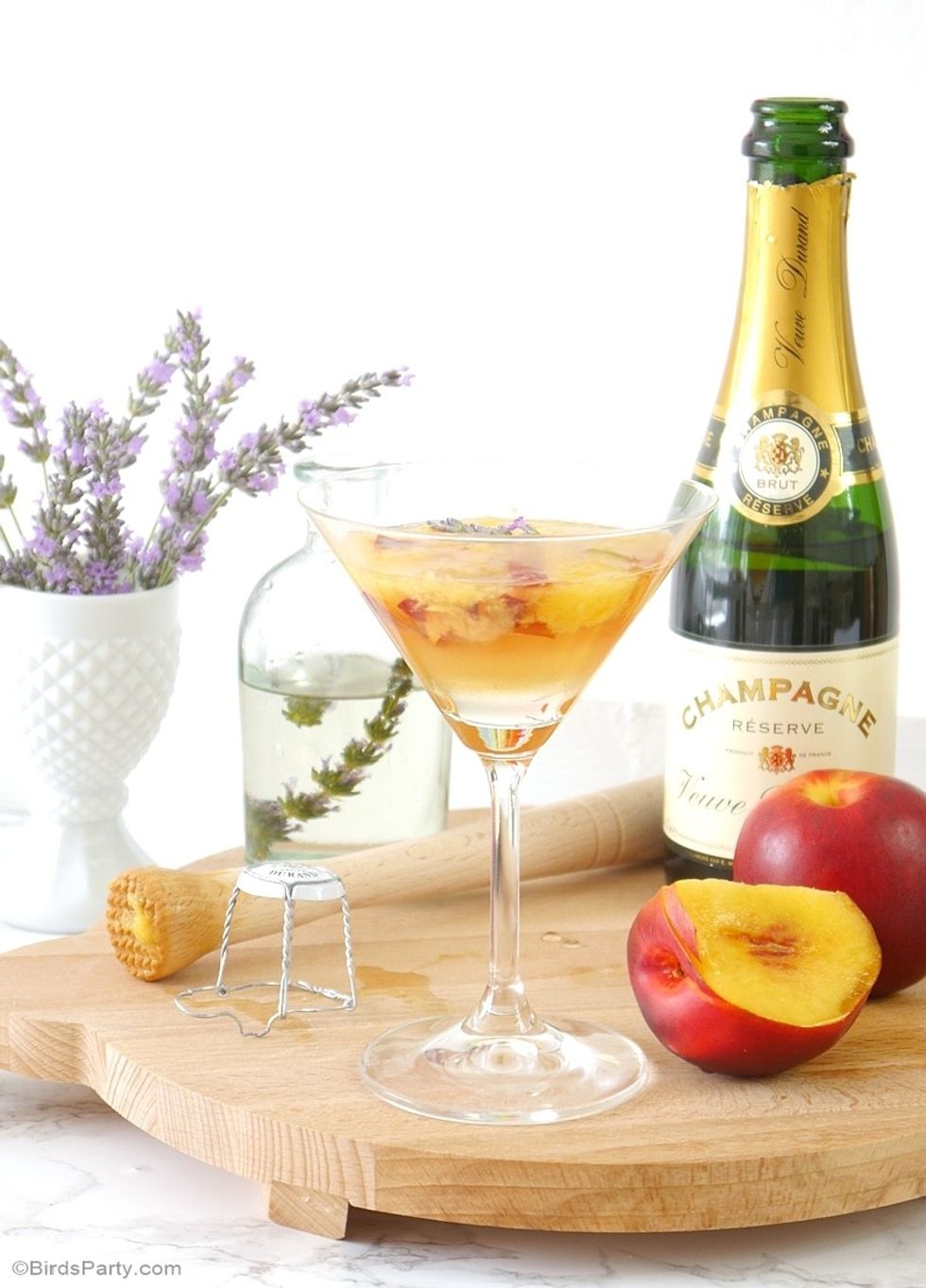 Lavender & Peach Champagne Cocktail