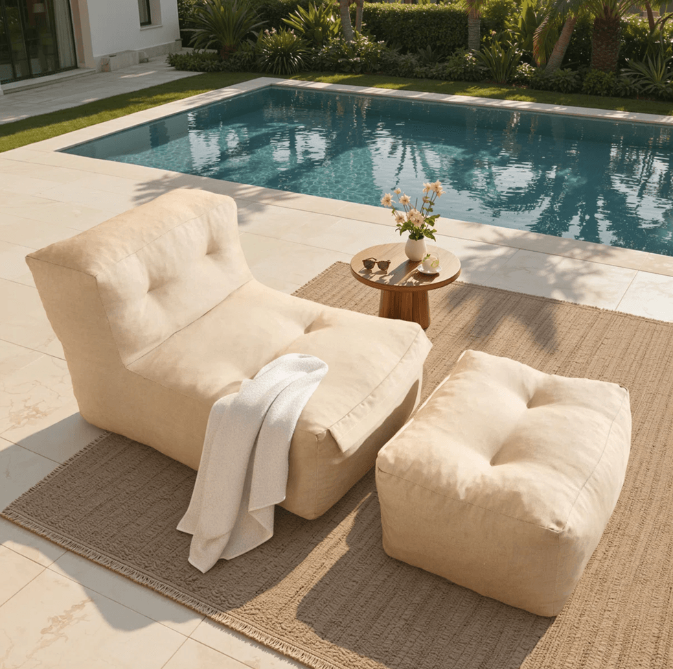 Lazy Sofa Chair & Ottoman Set