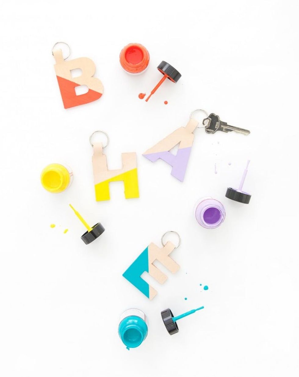 leather letter keychain