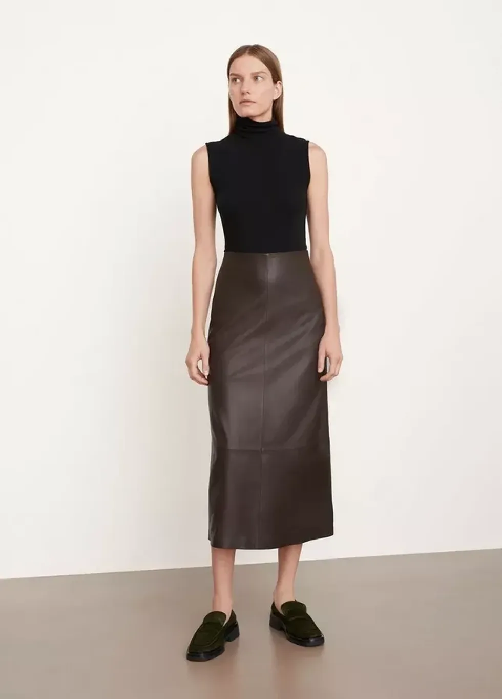 leather straight skirt