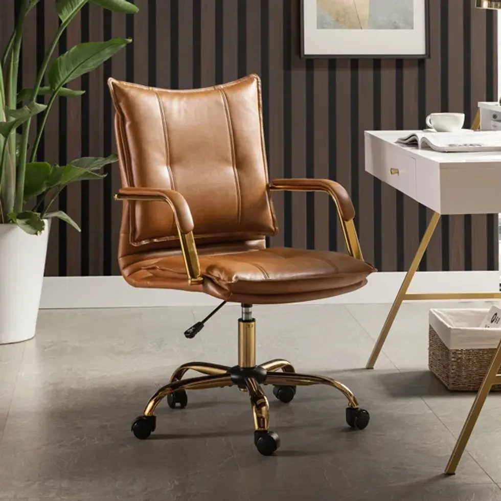 Leather Task Chair with Padded Arms