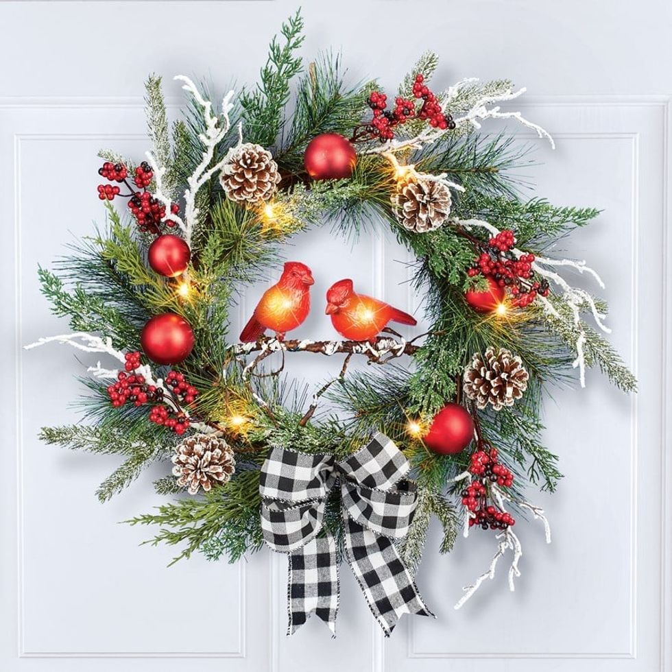 LED Lighted Ornament Pine Wreath