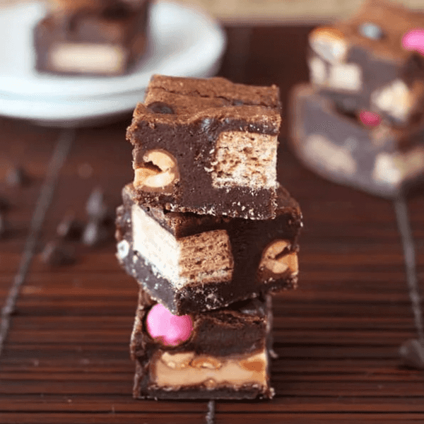 Leftover Candy Stuffed Brownies