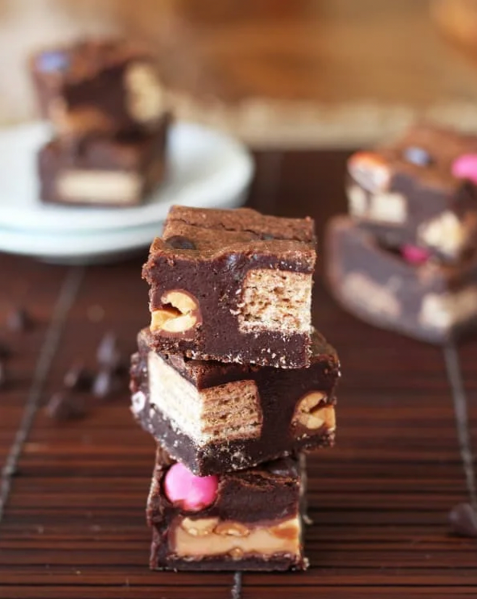 Leftover Candy Stuffed Brownies
