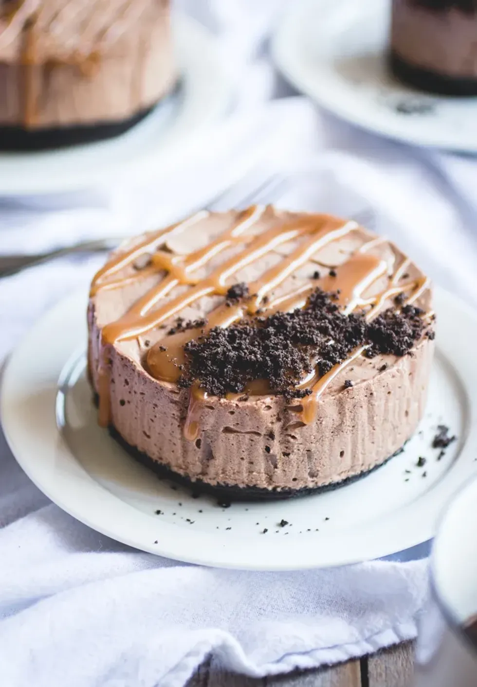Leftover Halloween Candy No-Bake Chocolate Cheesecakes