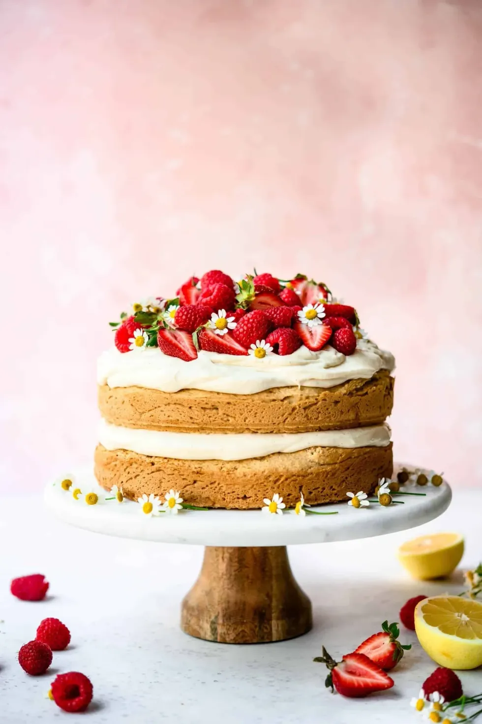 Lemon Almond Layer Cake with Vegan Vanilla Frosting
