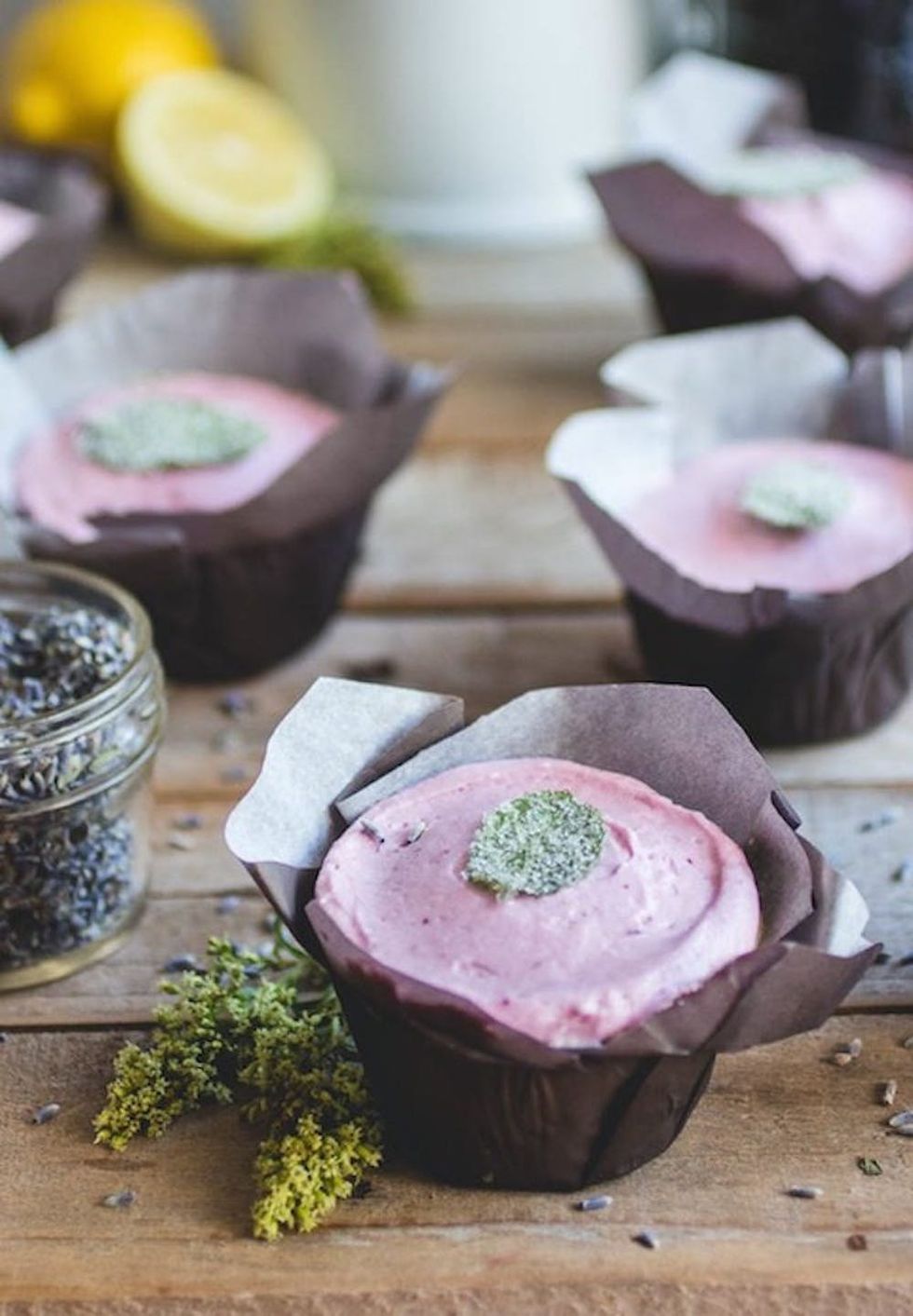 Lemon Lavender Cupcakes With Blackberry Buttercream Frosting