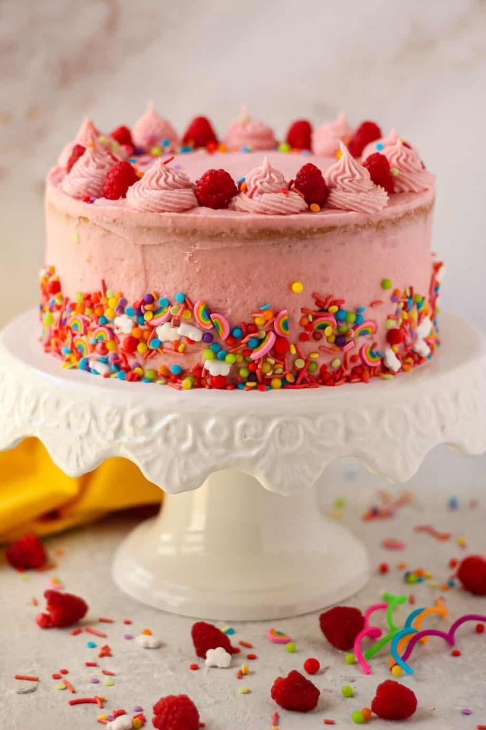 Lemon Raspberry Birthday Cake