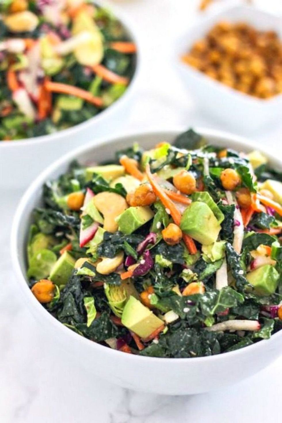 Lemon Tahini Kale Slaw With Crispy Chickpeas