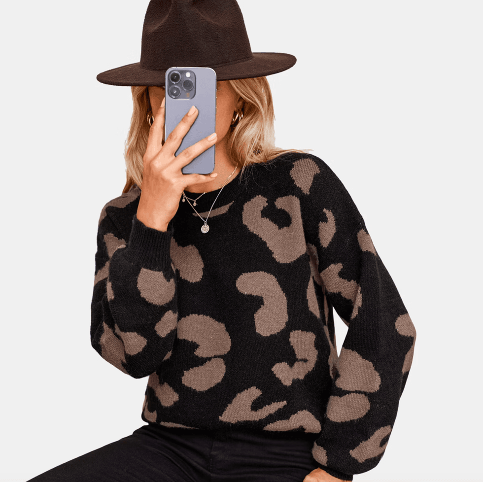 Leopard Print Drop Sleeve Sweater