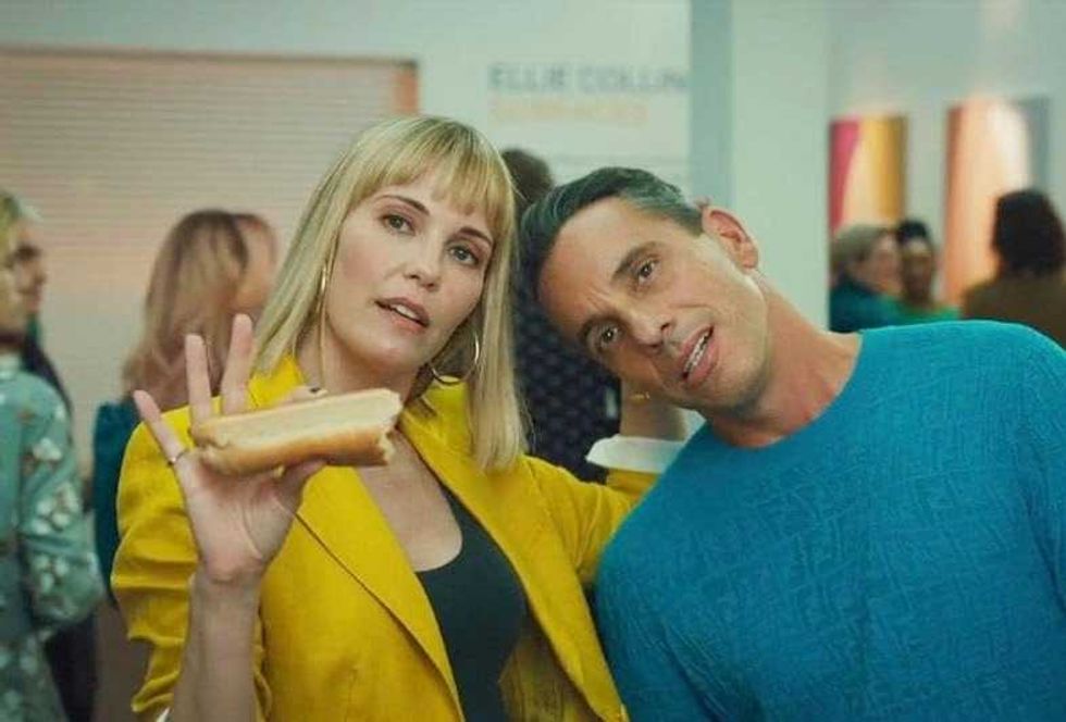 Leslie Bibb and Sebastian Maniscalco in About My Father