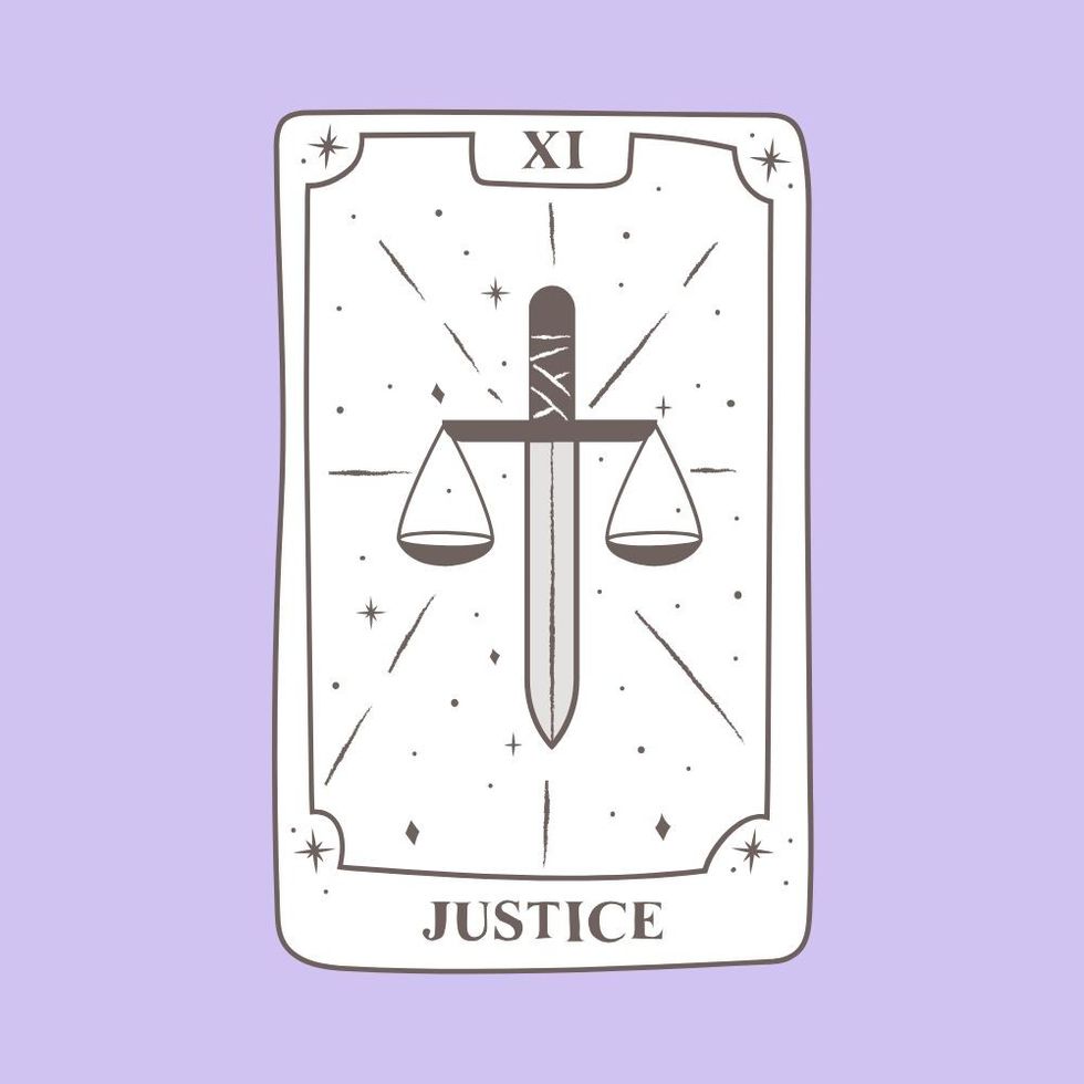 libra "justice" tarot card