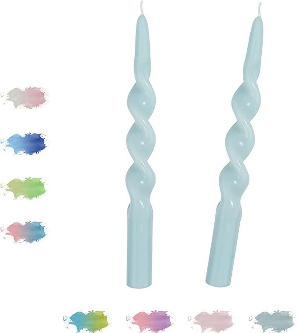 Light Blue Spiral Taper Candles