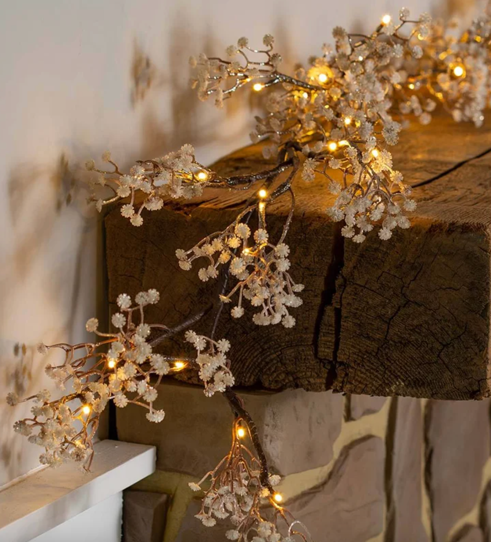 Lighted Faux Baby's Breath Garland