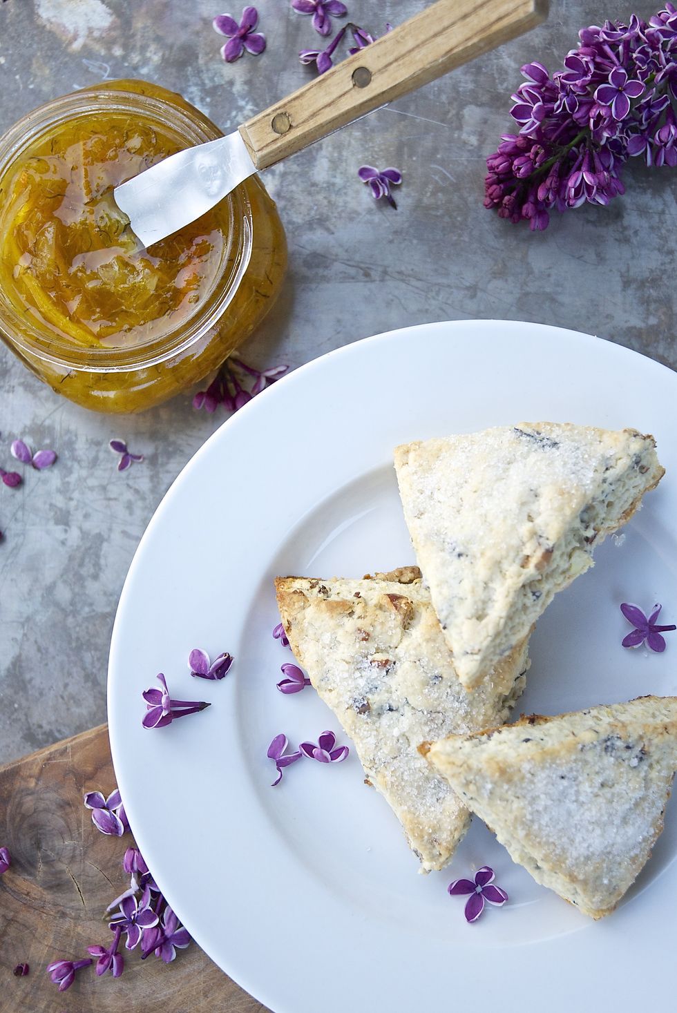 Lilac almond blossom scones