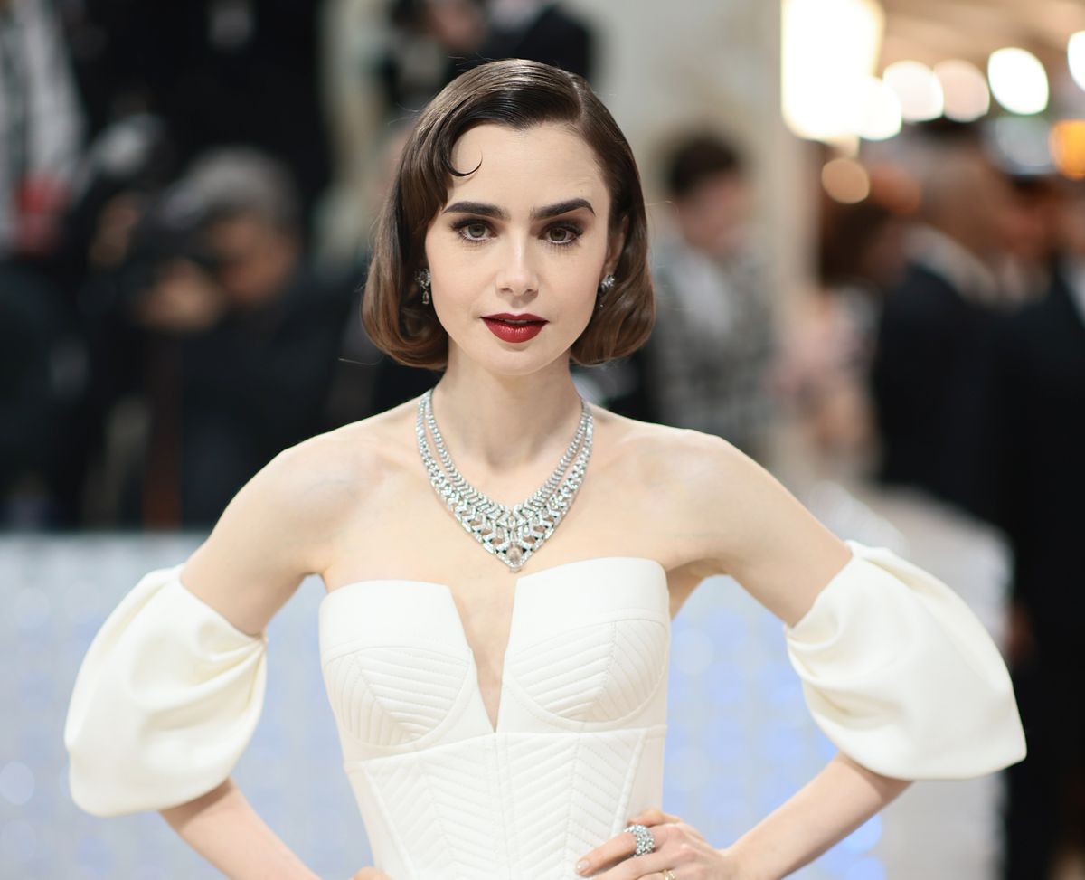 Lily Collins at 2023 Met Gala polly pocket movie