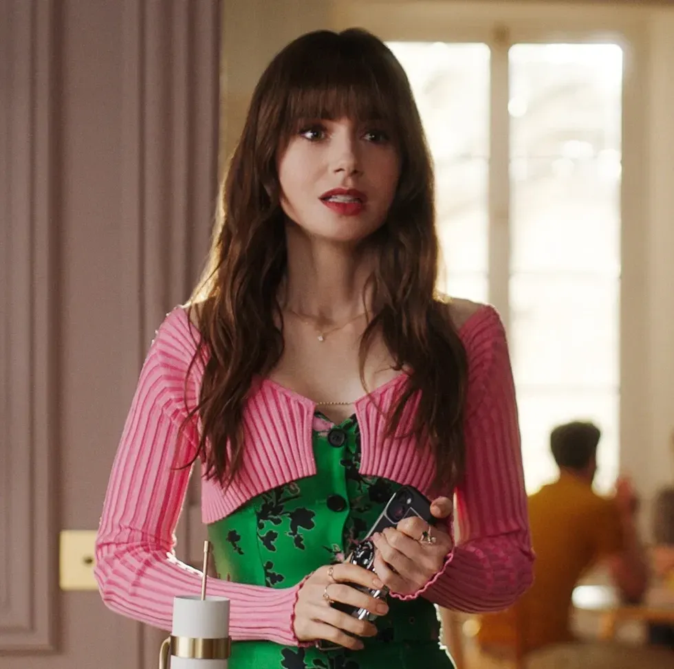 lily collins in 'emily in paris' with truffle brown hair