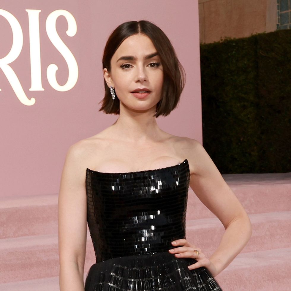lily collins with a french bob