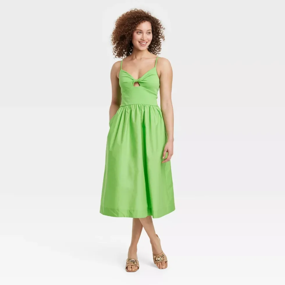 lime green ballet midi dresss