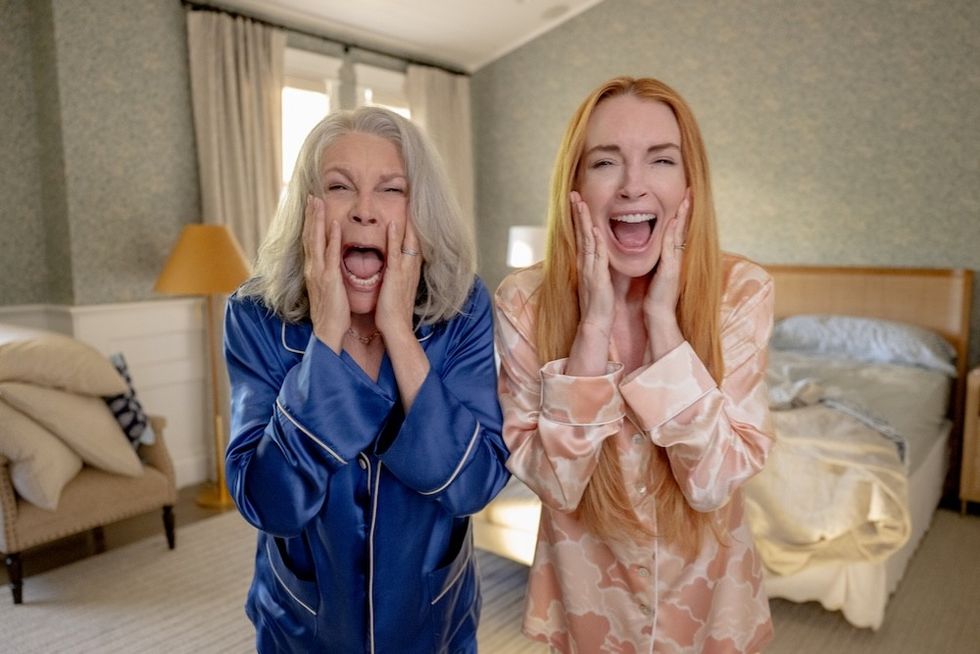 lindsay lohan and jamie lee curtis in the freakier friday trailer summer movies 2025