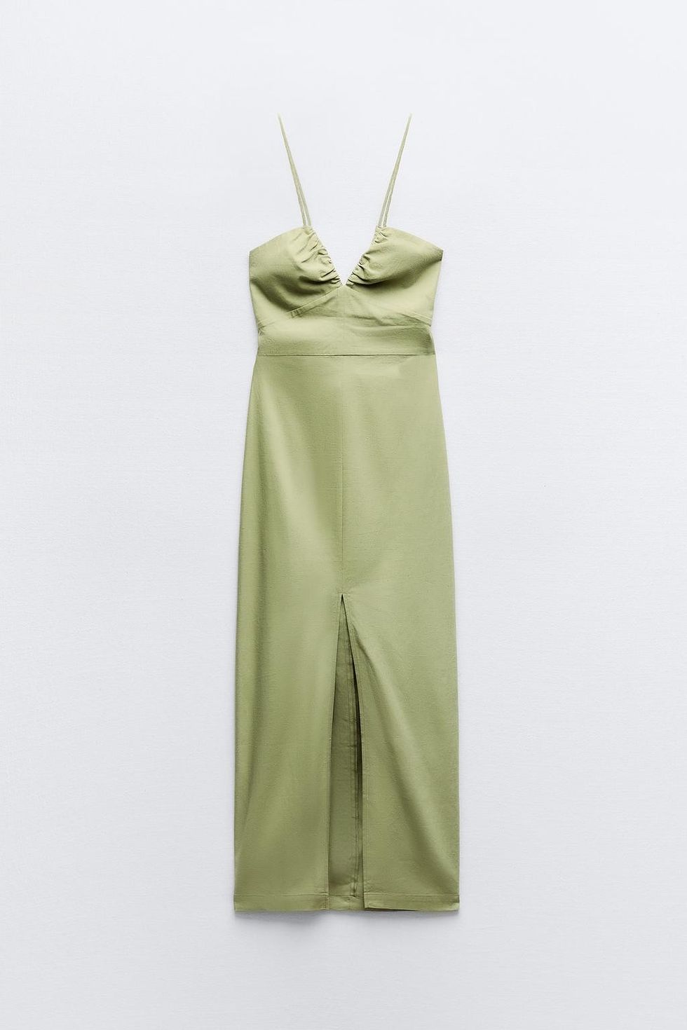 Linen Blend Midi Dress