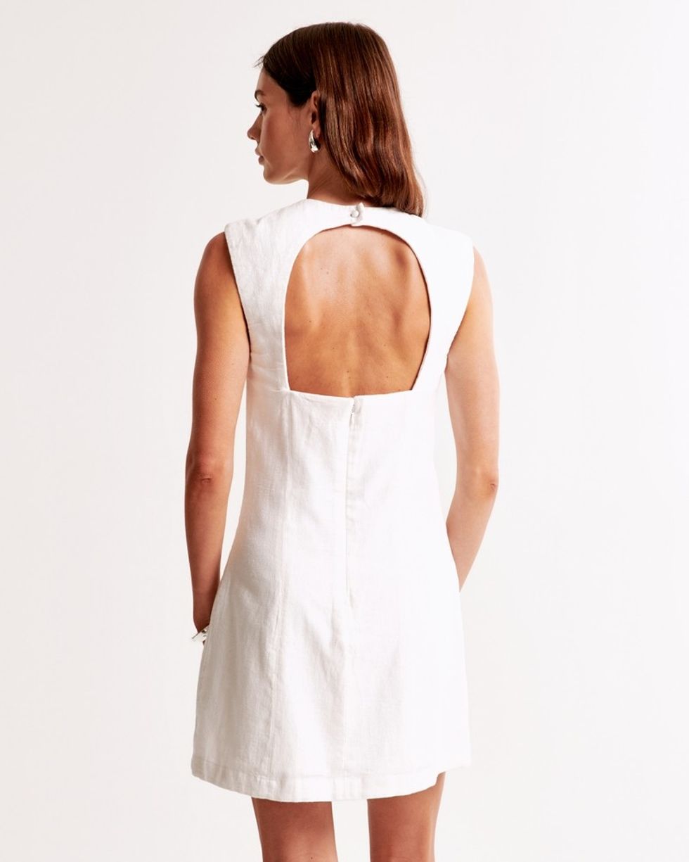 Linen-Blend Shell Mini Dress