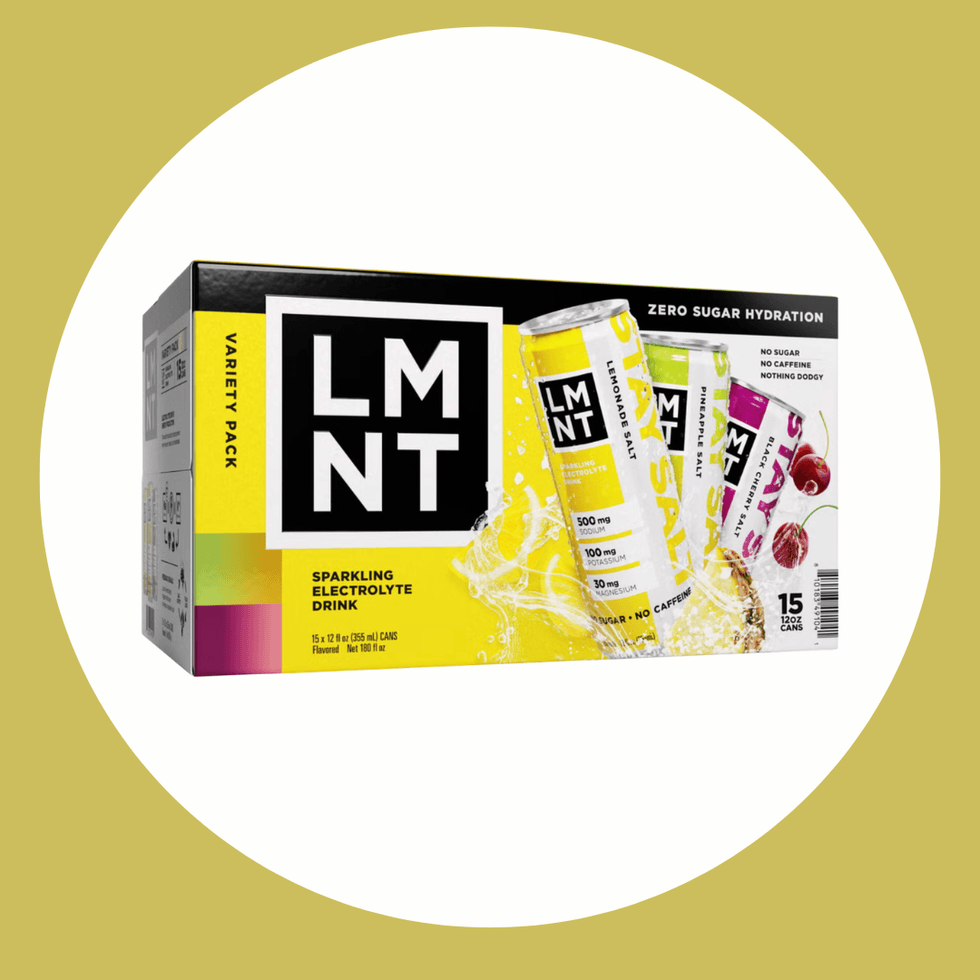 LMNT sparkling electrolyte drink variety pack with lemonade, citrus, and cherry flavors.