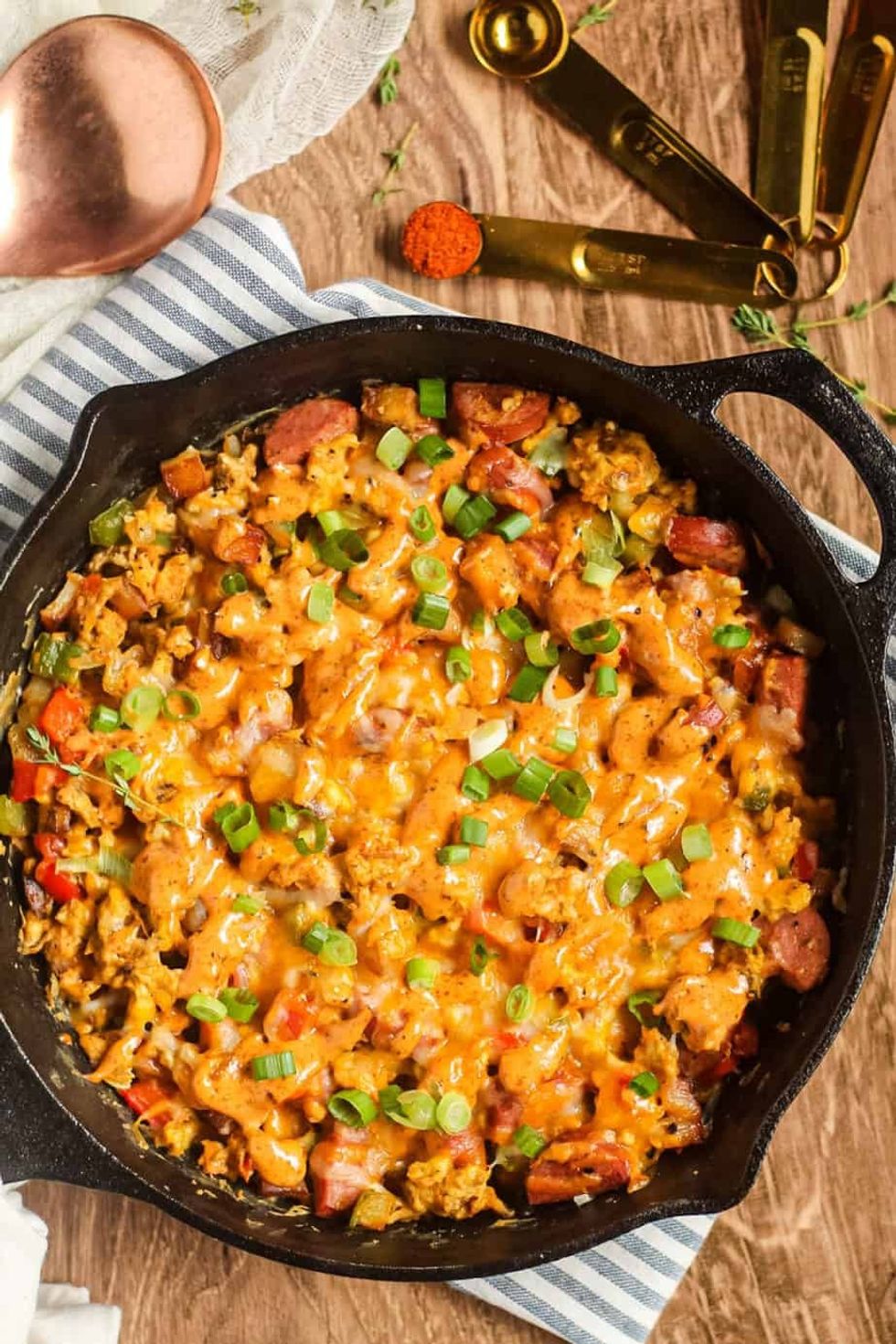 Loaded Creole Breakfast Skillet high protein breakfast
