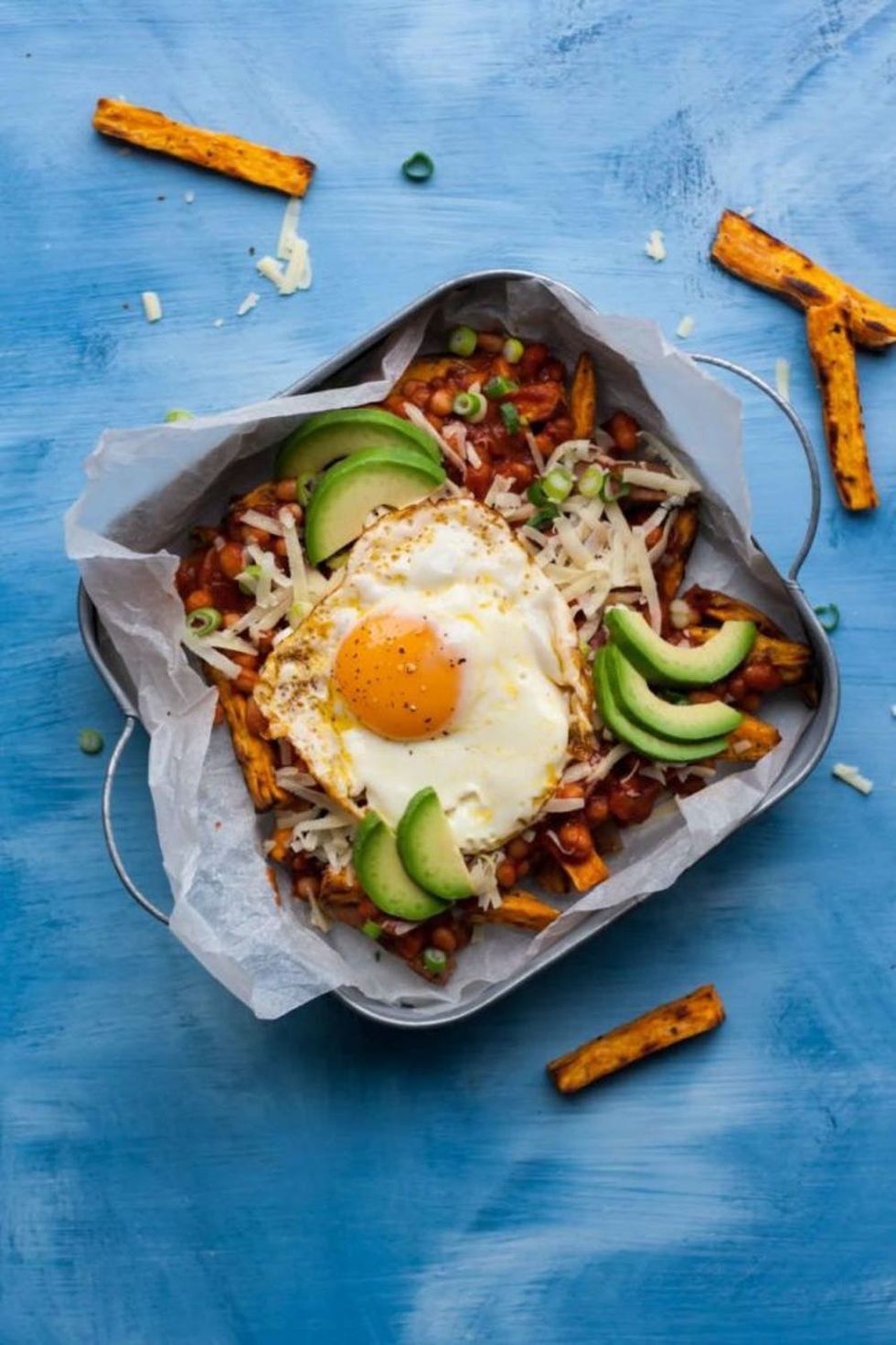 Loaded Sweet Potato Fries With Quick Smokey Beans