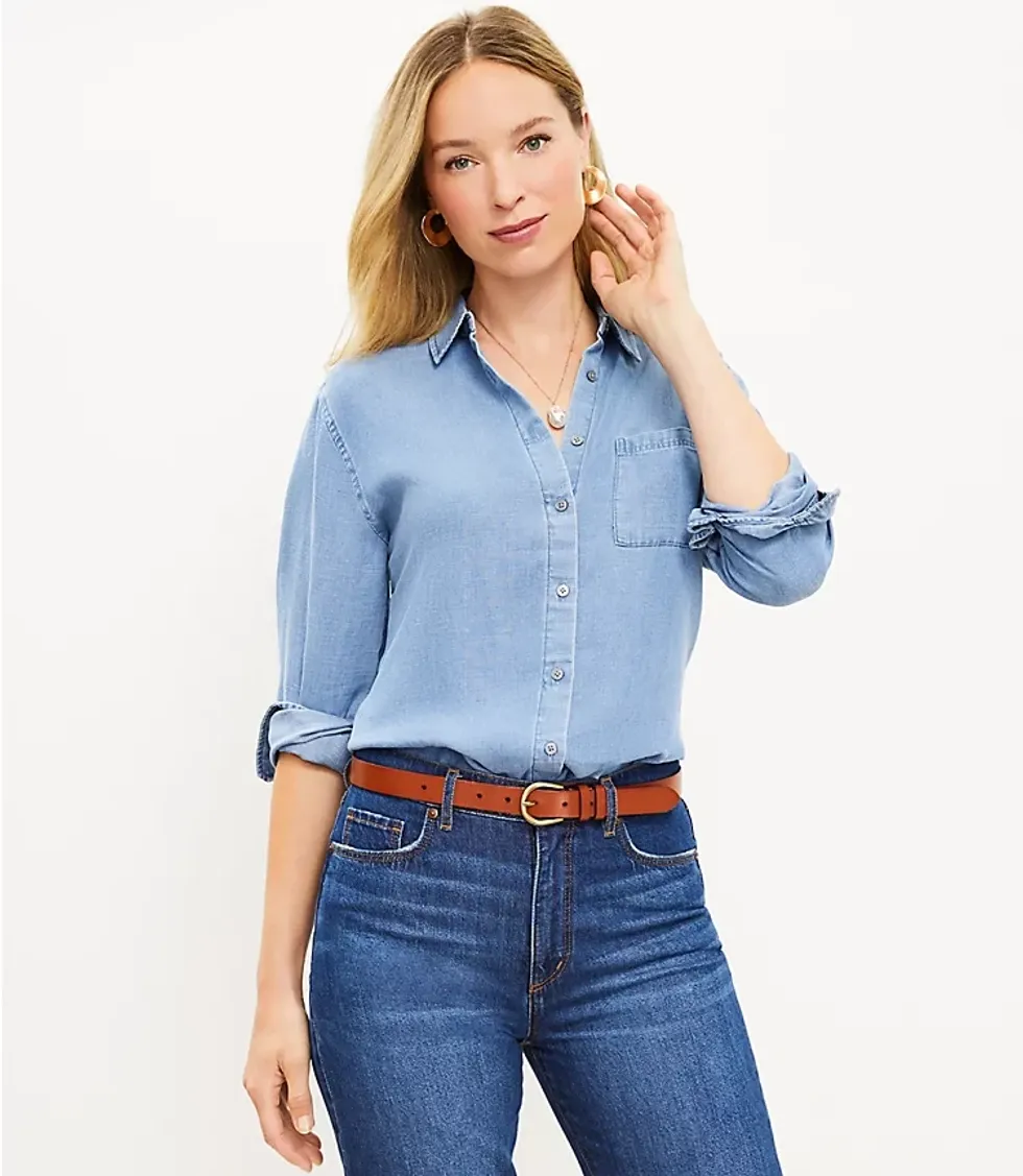 LOFT Chambray Relaxed Everyday Shirt