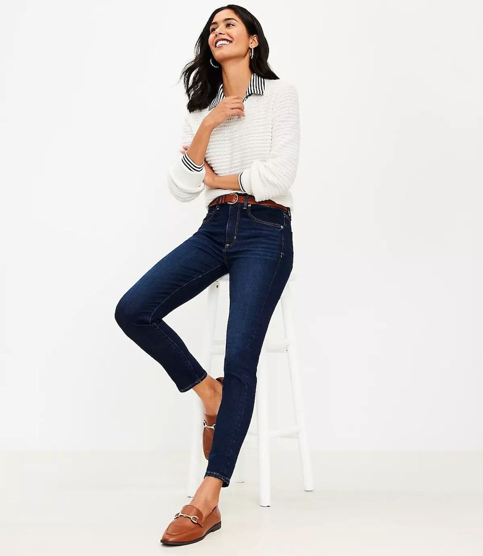 LOFT High Rise Skinny Jeans in Classic Dark Indigo Wash