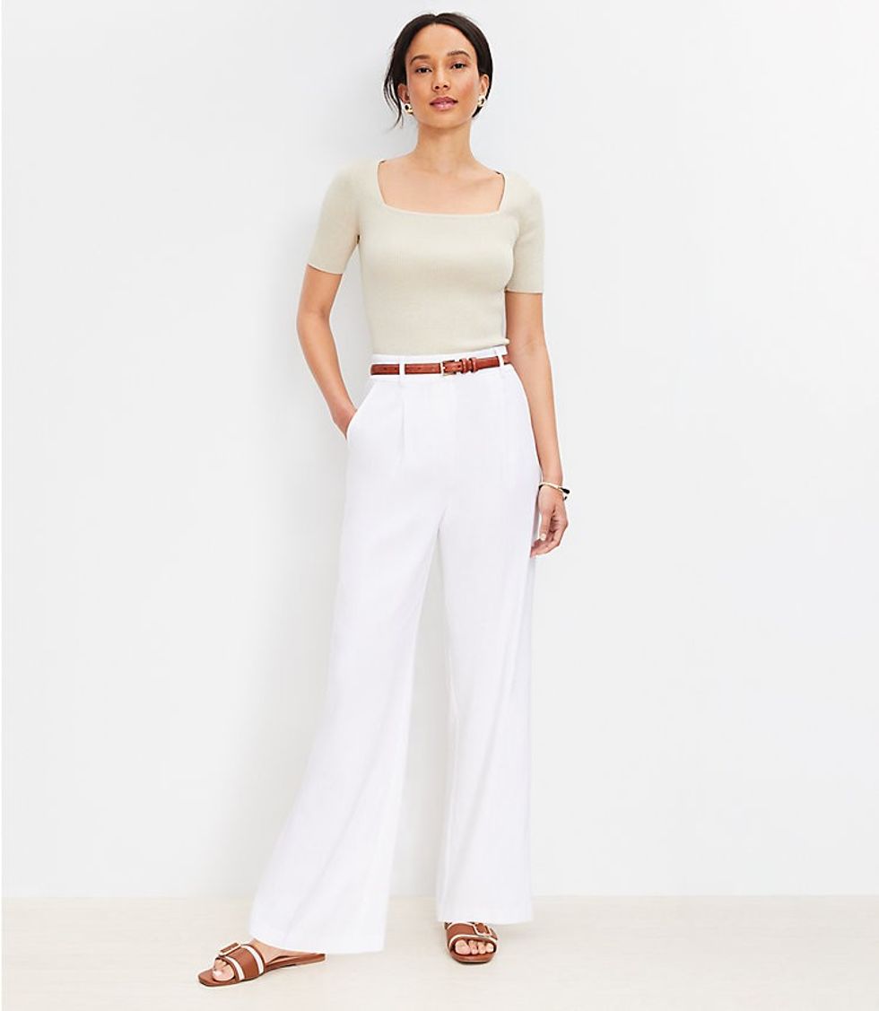 LOFT Tall Peyton Trouser Pants in Linen Blend