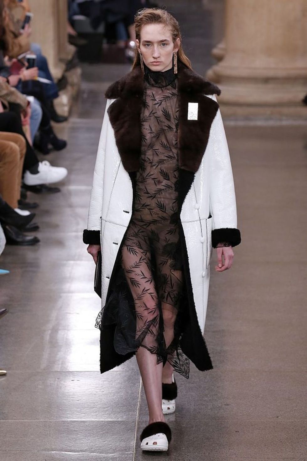 LONDON, ENGLAND - FEBRUARY 20: A model walks the runway at the Christopher Kane Ready to Wear Fall Winter 2017-2018 fashion show during the London Fashion Week February 2017 collections on February 20, 2017 in London, England. (Photo by Victor VIRGILE/Gamma-Rapho via Getty Images)